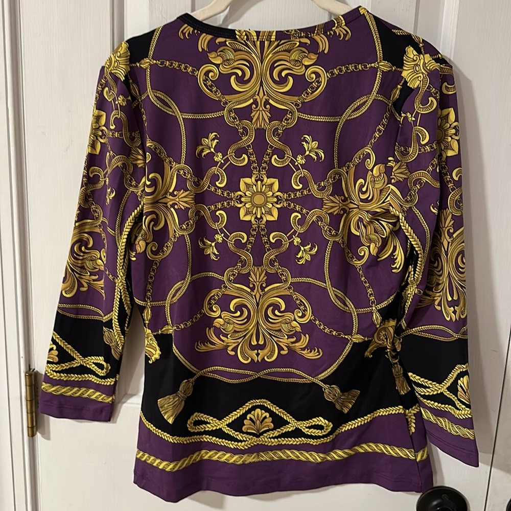 J. Mclaughlin Purple Status Print Top Size Xs - image 2
